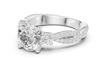Round Twist Three Stone Engagement Ring - White Gold