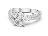 Oval Twist Three Stone Engagement Ring - White Gold