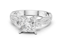 Princess Twist Three Stone Engagement Ring - White Gold