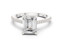 Emerald Classic Pave Engagement Ring - White Gold