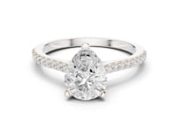 Pear Classic Pave Engagement Ring - White Gold