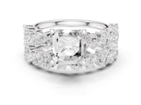 Asscher Marquise Cluster Bridal Set - White Gold