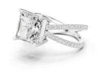 Radiant Crossover Pave Engagement Ring - White Gold