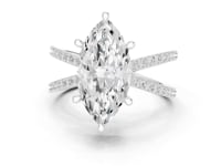 Marquise Crossover Pave Engagement Ring - White Gold