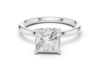 Princess Classic Solitaire Engagement Ring - White Gold