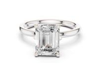 Emerald Classic Solitaire Engagement Ring - White Gold