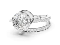 Round Asymmetric Crossover Pave Ring - White Gold