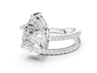 Pear Asymmetric Crossover Pave Ring - White Gold