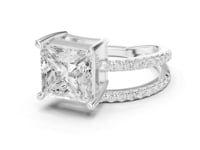 Princess Asymmetric Crossover Pave Ring - White Gold