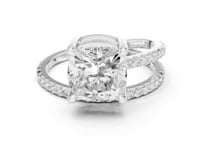 Cushion Asymmetric Crossover Pave Ring - White Gold