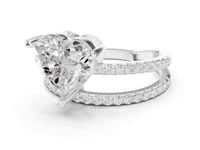 Heart Asymmetric Crossover Pave Ring - White Gold