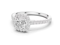 Cushion Classic Halo Pave Engagement Ring - White Gold