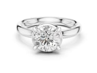 Round Compass Point Solitaire Engagement Ring - White Gold