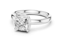 Cushion Compass Point Solitaire Engagement Ring - White Gold