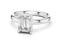 Emerald Compass Point Solitaire Engagement Ring - White Gold