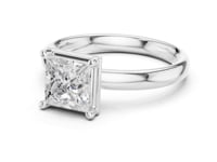 Princess Compass Point Solitaire Engagement Ring - White Gold