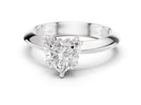 Heart Knife-Edge Solitaire Engagement Ring - White Gold