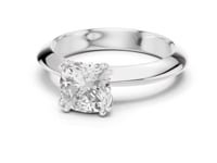 Cushion Knife-Edge Solitaire Engagement Ring - White Gold