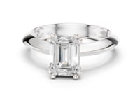 Emerald Knife-Edge Solitaire Engagement Ring - White Gold