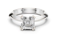 Asscher Knife-Edge Solitaire Engagement Ring - White Gold