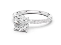 Round Tulip Basket Pave Engagement Ring - White Gold