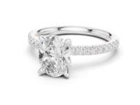 Oval Tulip Basket Pave Engagement Ring - White Gold