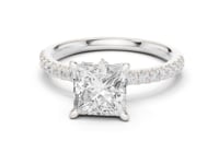 Princess Tulip Basket Pave Engagement Ring - White Gold