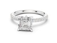 Asscher Tulip Basket Pave Engagement Ring - White Gold