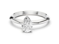 Pear Petite Solitaire Engagement Ring - White Gold