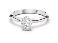 Oval Petite Solitaire Engagement Ring - White Gold