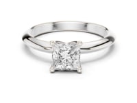 Princess Petite Solitaire Engagement Ring - White Gold