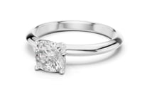 Cushion Petite Solitaire Engagement Ring - White Gold