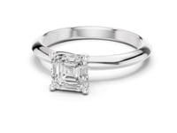 Asscher Petite Solitaire Engagement Ring - White Gold