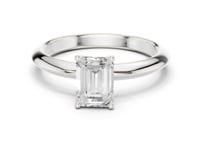 Emerald Petite Solitaire Engagement Ring - White Gold