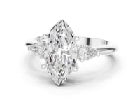 Marquise East-West Pear Three Stone Engagement Ring - White Gold