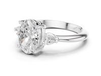 Oval East-West Pear Three Stone Engagement Ring - White Gold