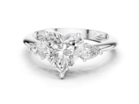 Heart East-West Pear Three Stone Engagement Ring - White Gold
