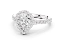 Pear French Pave Halo Engagement Ring - White Gold