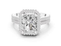 Radiant Triple-Row Pave Halo Engagement Ring - White Gold