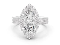 Marquise Triple-Row Pave Halo Engagement Ring - White Gold