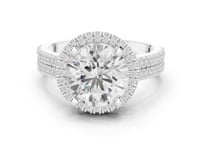 Round Triple-Row Pave Halo Engagement Ring - White Gold