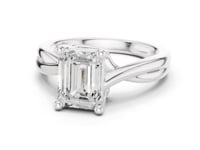 Emerald Twist Solitaire Engagement Ring - White Gold
