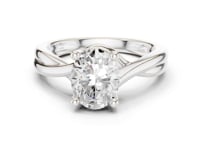 Oval Twist Solitaire Engagement Ring - White Gold