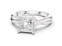 Princess Twist Solitaire Engagement Ring - White Gold