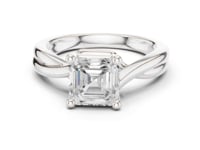 Asscher Twist Solitaire Engagement Ring - White Gold