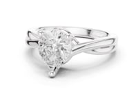 Pear Twist Solitaire Engagement Ring - White Gold