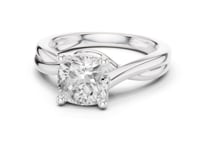 Cushion Twist Solitaire Engagement Ring - White Gold