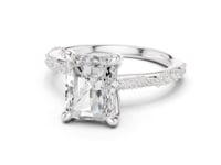 Radiant Twist Pave Engagement Ring - White Gold
