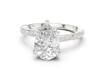 Pear Twist Pave Engagement Ring - White Gold
