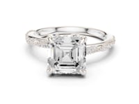 Asscher Twist Pave Engagement Ring - White Gold